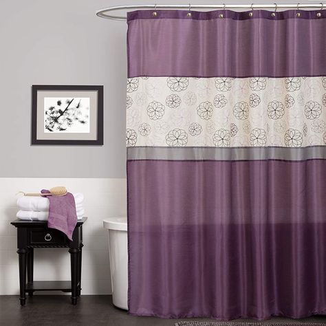 $20.   AmazonSmile: Lush Decor Covina Shower Curtain, Purple: Home  Kitchen Modern Floral Embroidery, Ruffle Shower Curtain, Lavender Bathroom, Purple Shower, Purple Bathroom Decor, Purple Bathroom, Purple Wall Decor, Purple Shower Curtain, Gray Shower Curtains