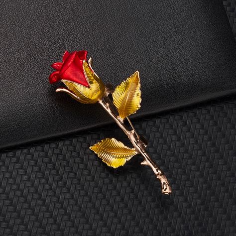 Rinhoo Rhinestone Red Rose Flower Brooches for Women Elegant Tulip Flower Bouquet Bowknot Lapel Pins Wedding Party Badge Jewelry|Brooches| - AliExpress Daffodil Bouquet, Lapel Pins Wedding, Red Aesthetics, Rhinestone Rose, Rose Brooch, Red Rose Flower, Girl Couple, Tulip Flower, Flower Leaf