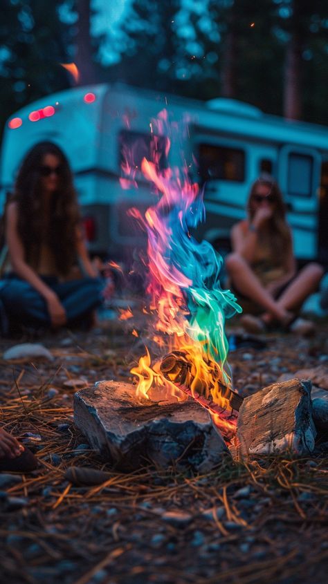 🔥✨ Elevate your camping game with a small, colorful bonfire that’s all about the aesthetic! Imagine sitting under the stars with friends, the night lit up by flames in vibrant hues. 🌈 Perfect for those summer outdoor vibes, this bonfire adds a touch of magic and style to your camping essentials. #AestheticCamping #SummerVibes #ColorfulBonfire #CampingGoals #OutdoorMagic Bonfire Night Decorations, Camping Photography Friends, Summer Camping Aesthetic, Leah Core, Camping Goals, Fall Bingo, Autumn Camping, Camping Bonfire, Campfire Fun