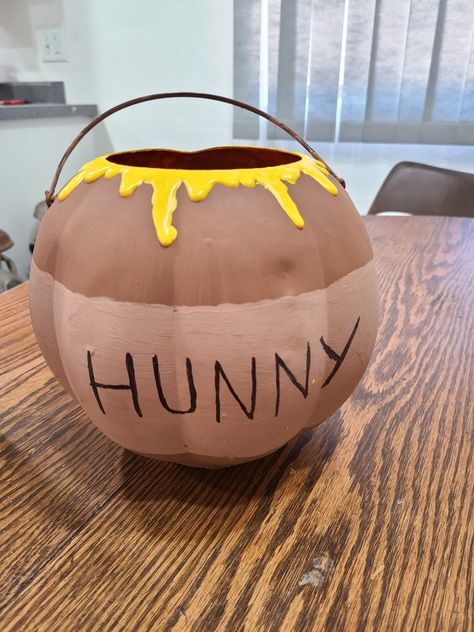 Honey Pot Halloween Bucket, Homemade Winnie The Pooh Costume, 100 Acre Woods Trunk Or Treat, Winnie The Pooh Trunk Or Treat Ideas For Cars, Diy Honey Pot Winnie The Pooh, Pooh Honey Pot Diy, Pooh Bear Trunk Or Treat, Diy Hunny Pot Winnie The Pooh, Diy Winnie The Pooh Honey Pot