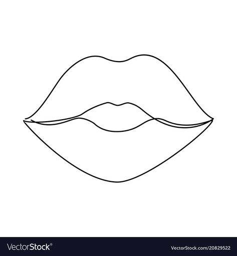 Lip Line Drawing, Tattoo Of Lips Outline, Lips Line Drawing, Lips Line Art, Cool Lips, Lips Vector, Drawn Lips, Line Lips, Lip Outline