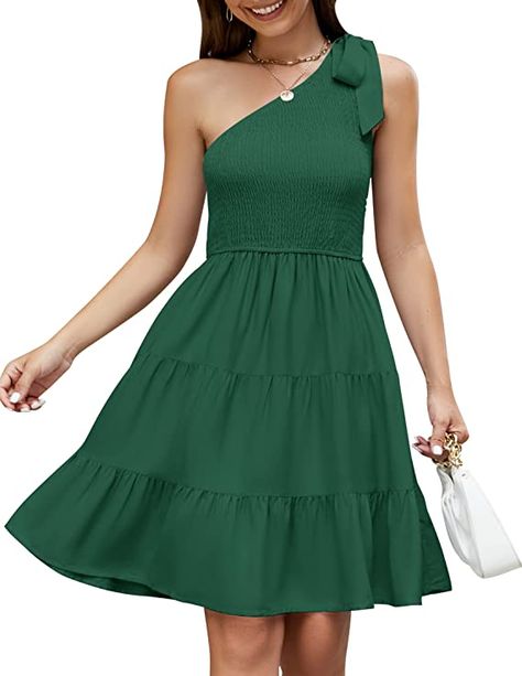 This sexy one shoulder mini dress is made of comfy, breathable and lightweight rayon fabric, which may be some wrinkles, you can iron it before wearing. #womensplussizedresses #womensmaxidress #womenssummerfashion #luckylatinashopguide #summerdresses #luckylatina #longdresses #fashion2023 #bohodresses #shortdresses #maxidresses #shortdresses #cruisewear Bohemian Mini Dress, Flowy Mini Dress, Tiered Ruffle Dress, Summer Boho, Mini Skater Dress, Short Mini Dress, Boho Summer, Types Of Skirts, Ruffle Dress