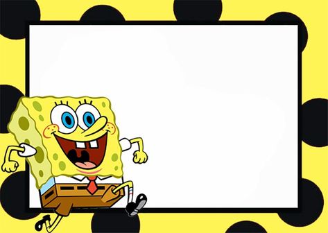 Printable SpongeBob Invitation Spongebob Name Tag, Spongebob Template, Spongebob Invitations, Printable Spongebob, Cute Spongebob, Kids Party Planning, Name Tag Templates, Spongebob Birthday Party, Party Frame