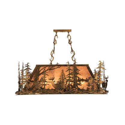 Meyda Tiffany 40" W Moose At Dusk Inverted Pendant | Perigold Light Pool, Young Bucks, Pool Table Lighting, Adirondack Mountains, Beige Art, Pendant Fixture, Pool Light, Rustic Lodge, Kitchen Islands