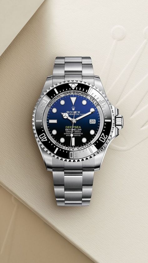 The Rolex Deepsea in Oystersteel, 44 mm case, d-blue dial,  an Oyster bracelet. Ladies Rolex Watches, Rolex Deepsea, Swiss Watches For Men, Rolex Sea Dweller, Rolex Watches Women, New Rolex, Sea Dweller, Wardrobe Accessories, Oyster Bracelet