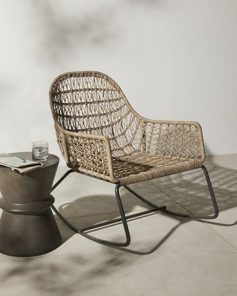 Everything Old is New again. Take wicker for example. It is functional and versatile. This outdoor rocking chair from @fourhandsfurniture is the perfect reference! Place your order with us if you are wanting this old is new again chair. Woven Chairs, Pet Bed Furniture, Bookshelf Headboard, Outdoor Rocking Chair, Dining Table Lamps, Woven Chair, Sofa Accessories, Outdoor Rocking Chairs, White Wicker