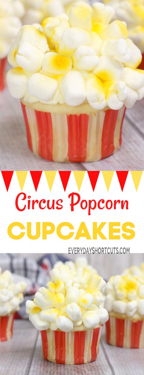 Popcorn Birthday Party Theme, Carnival Theme Drinks, Carnival Themed Desserts, Circus Cupcake Ideas, Carnival Themed Birthday Cake, 3 Ring Circus 3rd Birthday Party, Carnival Theme Cupcakes, Carnival Theme Food, Circus Desserts