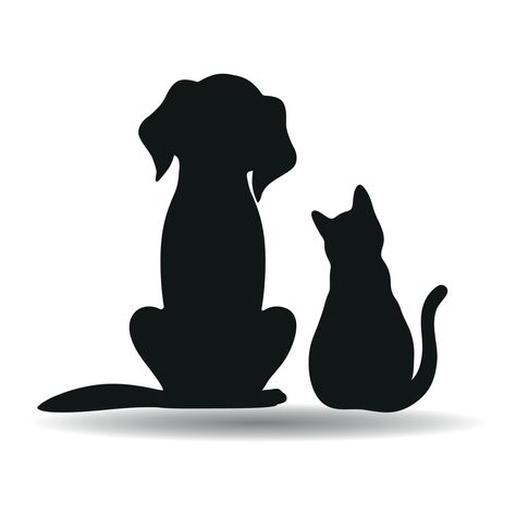 silueta de perro y gato con sombra Cat Dog Silhouette, Dog Shadow Drawing, Pet Silhouette Art, Cute Dog Silhouette, Sitting Cat Silhouette, Dog Silloettes, Cat Silhouette Painting, Cat Silhouette Printable, Silhouette Art Ideas