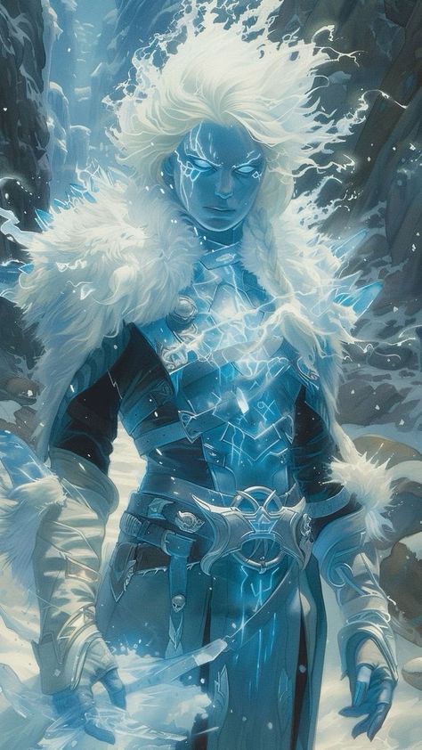 Ice Angel Art, Ice Creature, Water Guardian, Ice Character, Ice Giant, Fantasy Portraits, Fantasy Male, Fantasy Concept Art, Character Design Male