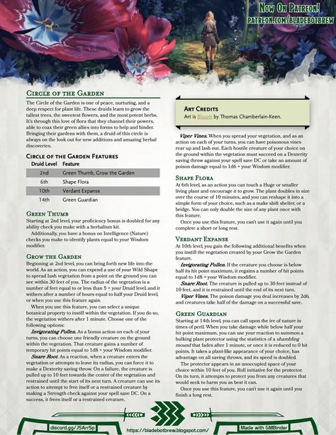 Dnd Druid Homebrew, Dnd Druid Subclasses, Druid Circles Dnd, Druid Subclasses 5e, Druid Names, 5e Druid, Dnd Archetypes, Druid Circle, 5e Spells