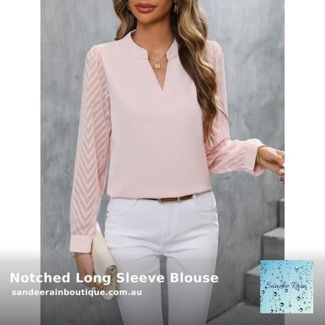 ⎆ You're gonna love this from Sandee Rain Boutique ⎆ 🔥 Notched Long Sleeve Blouse 🔥 * Features: Basic style * Sheer: Opaque * Stretch: No stretch * Material composition: 100% polyester * Care instructions: Machine wash cold. Tumble dry low. * Imported * Product measurements: S:Bust 37.80 in, Sleeve Length 24.02 in, Top Length 25.98 in M:Bust 39.76 in, Sleeve Length 24.41 in, Top Length 26.38 in L:Bust 41.73 in, Sleeve Length 24.80 in, Top Length 26.77 in XL:Bust 44.88 in, Sleeve... Socialite Style, Chiffon Long Sleeve, Maxi Dresses Casual, Work Wardrobe, Dress With Cardigan, Sheer Sleeves, Swim Dress, Basic Style, Denim Top