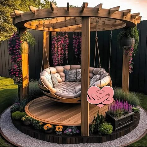 Gardening Dress, Simple Deck, Pergola With Roof, Outdoor Swing, Backyard Fire, Outdoor Decor Backyard, Backyard Makeover, Dream Backyard, Deck Decorating