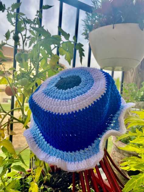 Crochet Creations, Evil Eye, Bucket Hat, Hats, Crochet