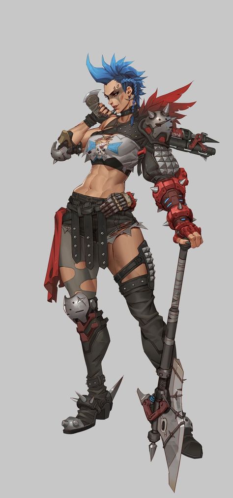 Concept Art Junker Queen, Cyberpunk Women, Character Template, Overwatch 2, Character Study, Game Character Design, Cool Poses, Angel Art, Sketchbook Art Inspiration