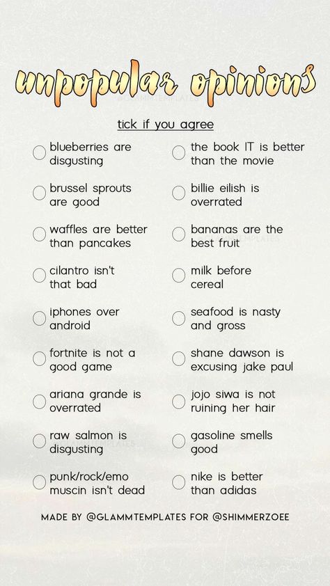 Unpopular Opinion Questions, Unpopular Opinions List, Youtube Questions, Snapchat Question Game, Snapchat Questions, Instagram Story Questions, Instagram Questions, Teacher Must Haves, Fun Questions