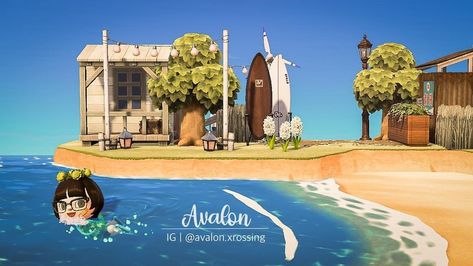 Avalon on Instagram: “🌱 Welcome to the surf shack and diving point (incline behind the store front). I used to surf a lot in my Uni days and had a couple…” Surf Shack, Beach Shack, Store Front, The Store, Animal Crossing, Sims 4, Diving, A Couple, Surfing