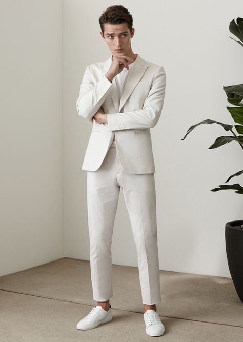 The All White Outfit Guide For Men | FashionBeans All White Mens Outfit, White Outfit For Men, White Footwear, White Suit, Mens Fashion Smart, All White Outfit, Fashion Suits For Men, White Outfit, Herren Outfit