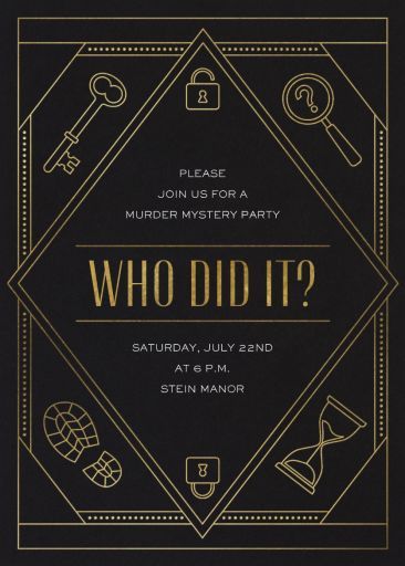 Paperless Post - Crack the Code - Murder Mystery Invitation by Paperless Post Law And Order Themed Party, Clue Party Invitations, Whodunnit Party, Mystery Wedding, Mystery Dinner Party, Modern Classic Wedding Invitations, Themed Dinner, Roaring 20, Gatsby Themed Party