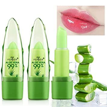 2 Pack Aloe Vera Lipstick, LemonSac Long Lasting Nutritious Lip Balm Lips Moisturizer Magic Temperature Color Changing Lip Gloss (2Pcs) Aloe Vera Jelly, Aloe Vera Lip Balm, Magic Lipstick, Jelly Lipstick, Color Changing Lipstick, Color Lip Balm, Long Lasting Lip Gloss, Lip Balm Set, Green Makeup