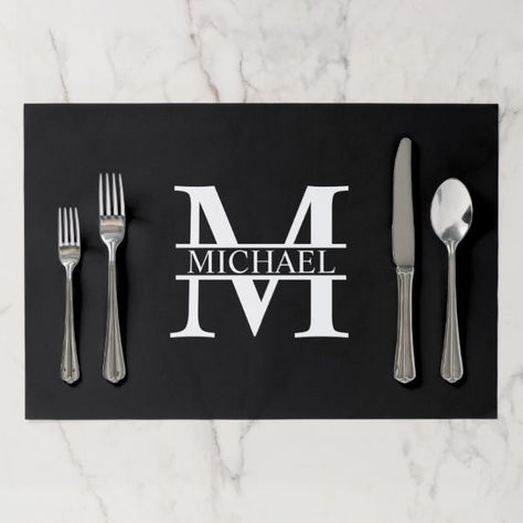 Masculine Monogram, Housewarming Party Favors, Coming Soon Design, Placemat Wedding, Personalised Placemats, Housewarming Party Invitations, Paper Placemat, Housewarming Party, Personalized Monogram