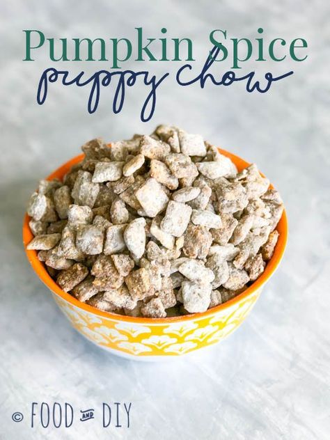 Pumpkin Spice Puppy Chow. Add some delicious fall flavor to a favorite snack for harvest parties! Kids and adults alike will LOVE IT. Chex Puppy Chow Recipe, Monkey Munch Recipe, Healthy Puppy Chow, Nutella Puppy Chow, Homemade Puppy Chow, Easy Puppy Chow Recipe, Protein Puppy Chow, Best Puppy Chow Recipe, Easy Puppy Chow