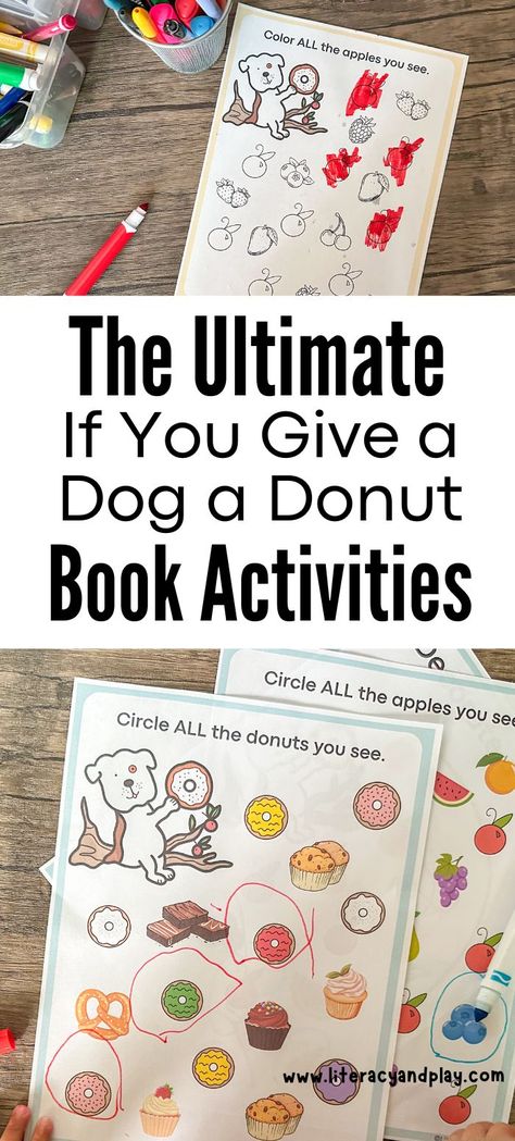 FREE If you Give a Dog a Donut Preschool Activities Does your child love Laura Numeroff books? I have created play based activities of "If You Give a Dog a Donut" book. Check out the FREEBIE! These activities are great for toddlers, preschoolers, and kindergarten aged children. Dog A Donut Activities, Donut Activities, Play Based Activities, Laura Numeroff, Activities For Toddlers, Play Based, Activity Pack, Preschool Activities, Book Activities