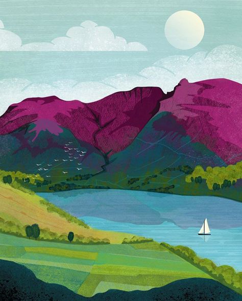 Lake District Illustration, National Park Prints, Cumbria Lake District, Topic Ideas, British Gifts, Color Me Mine, Van Ideas, Horse Illustration, Workshop Ideas