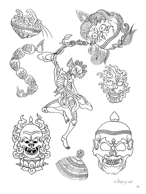 Asian Ornamental Tattoo, Tibet Tattoo, Traditional Japanese Tattoo Flash, Tibetan Tattoo, Tibet Art, Buddhist Tattoo, Shell Tattoos, Paradise Tattoo, Buddhist Art Drawing