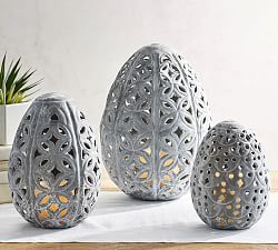 Punched Zinc Eggs Brunch Ideas Table Settings, Spring Brunch Ideas, Bunny Pottery, Glass Eggs, Decor Centerpieces, Egg Candle, Spring Brunch, Filigree Pattern, Decorations Table