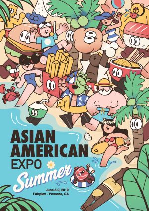 Asian American Expo summer poster on Behance Summer Illust, Expo Poster, Gfx Design, Summer Poster, Summer Illustration, Graphic Design Fun, Asian American, People Illustration, Cartoon Character Design