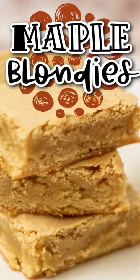 Maple Bars Recipe, Maple Blondies, Maple Desserts, Maple Recipes, Maple Syrup Recipes, Blondies Recipe, Dessert Bar Recipe, Delicious Cookie Recipes, Cookie Bar Recipes