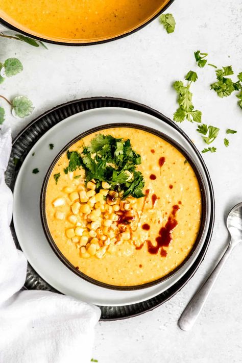 Whip up this easy and budget-friendly Copycat Panera Mexican Street Corn Chowder! Packed with sweet corn, creamy cheese, and a mix of peppers in a potato-thickened broth. Quick, cost-effective, and delicious, it’s the perfect summer soup. Serve with roasted chile cheddar cornbread for a heavenly match. Dive into the full recipe for a flavorful, waste-free meal that costs less than $1 per bowl! Panera Mexican Street Corn Chowder, Panera Corn Chowder Recipe, Mexican Street Corn Chowder, Street Corn Chowder, Easy Corn Chowder, Cheddar Cornbread, Copycat Panera, Food Justice, How To Thicken Soup