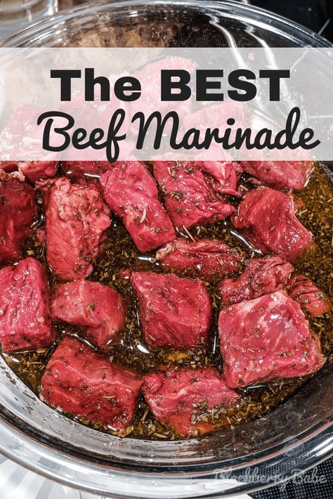 BEST Steak Marinade- Beef Kabob Recipe! Marinated Beef Kabobs, Beef Kabob Marinade, Kabob Marinade, Beef Kabob Recipes, Recipes Steak, Recipes Sides, Beef Marinade, Steak Kabobs, Beef Kabobs