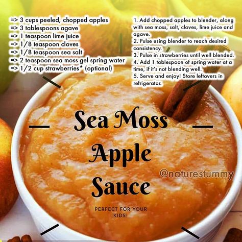 Irish Moss Recipes, Alkaline Snacks, Dr Sebi Recipes, Apple Sauce, Electric Foods, Alkaline Foods, Sea Moss, Homemade Remedies, Let Them Eat Cake