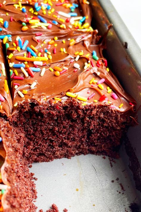 Chocolate Sheet Cake {With Cake Mix} - CakeWhiz Sheet Cake From Box Cake, Chocolate Sheet Cake From Box Cake, Choc Sheet Cake Recipe, Recipe For Chocolate Sheet Cake, Moist Chocolate Sheet Cake Recipe, Easy Chocolate Sheet Cake Recipe, Sheet Cake Stand, Easy Chocolate Sheet Cake, Chocolate Cake 8x8 Pan