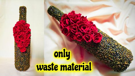 Waste material craft idea #diy #craft #homedecor #bottleart #bottlecraft #bestoutofwaste Waste Material Craft, Craft From Waste Material, Waste Material, Egg Tray, Glass Bottle Crafts, Best Out Of Waste, Art Idea, Diy Clay Crafts, Home Decor Diy