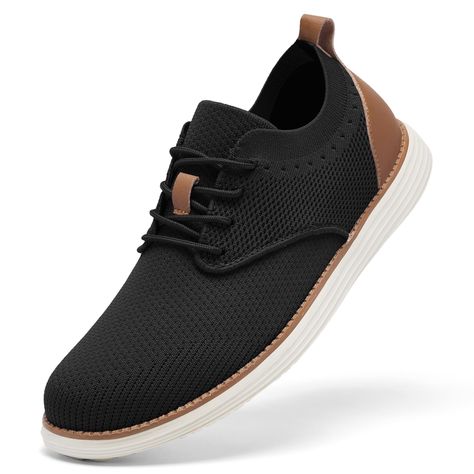 PRICES MAY VARY. Versatile Style: Mesh Dress Sneakers meet Oxfords Business Casual, perfect for dress shoes for men seeking a blend of sophistication and sporty. Unmatched Comfort: Breathable knit fabric upper for freedom of movement and ventilation, with stylish leather accents on heels and tongue for a chic mens casual dress shoes look. Ease of Wear: Lace-up closure with an elastic collar for easy slipping on and off, making these mens casual shoes both practical and on-trend. Superior Cushion Men Must Have Shoes, Men’s Everyday Shoes, Fall Shoes Men, Men’s Casual Dress Shoes, Mens Oxford Shoes Outfit, Mens Shoes 2024 Trends, Men’s Trendy Business Casual, Men Shoes Aesthetic, Dress Tennis Shoes