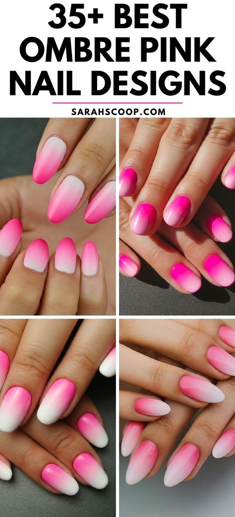 Enter the world of creativity with these 35+ ombre pink nail designs that are perfect for anyone seeking a pastel hue and gradient look to feel ultra-feminine and trendy. 💅🌸 #OmbreNails #PinkNails #NailDesigns Cute Ombre Nail Designs, Hot Pink Ombre Nails, Pink Ombré Nails, Dip Ombre, Reverse Ombre, Rose Gold Ombre, Pink Ombre Nails, Ombre Pink, Nail Pops