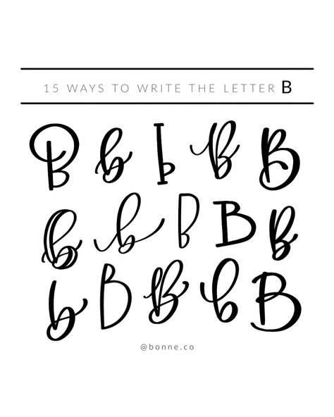 I love practicing multiple lettering styles. If youre interesting in learning hand lettering and brush lettering, this series will be a great place to start. Its also the perfect way to add more styles to your letter bank. #handlettering #brushlettering #letteringstyles Alpha Fonts, Letter B Tattoo, Bounce Lettering, Calligraphy Tips, Create A Logo Free, Hand Lettering Alphabet Fonts, Lettering Styles Alphabet, Learn Hand Lettering, The Letter B