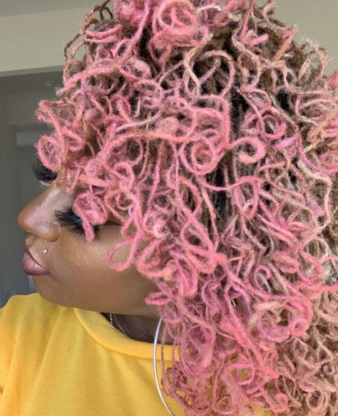 Pink Microlocs, Coloured Dreadlocks, Loc Updos, Girl Locs, Colored Locs, Loc Care, Dreads Styles For Women, Bougie Girl, Loc Inspiration