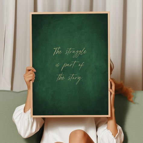 Struggle - Emerald / Gold - AureousHome Emerald Green And Gold Decor, Dark Green Poster, Green And Gold Decor, Entrepreneur Office, Townhome Decorating, Emerald Green And Gold, Girl Boss Gift, Green Poster, Extra Large Art