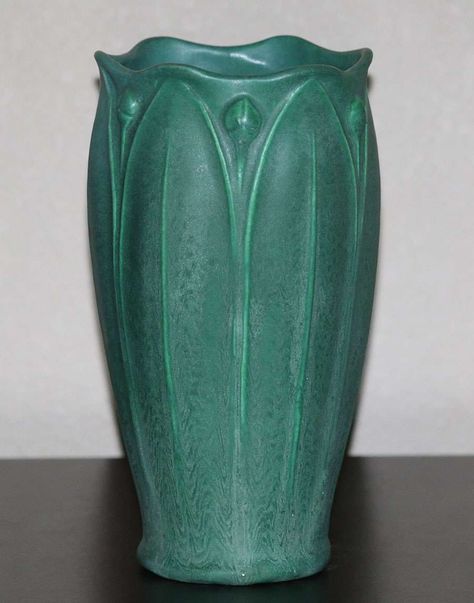 Vintage American Art, December 3rd, Weller Pottery, Matte Green, Historical Design, Green Vase, Clay Miniatures, Green Art, Vintage Pottery