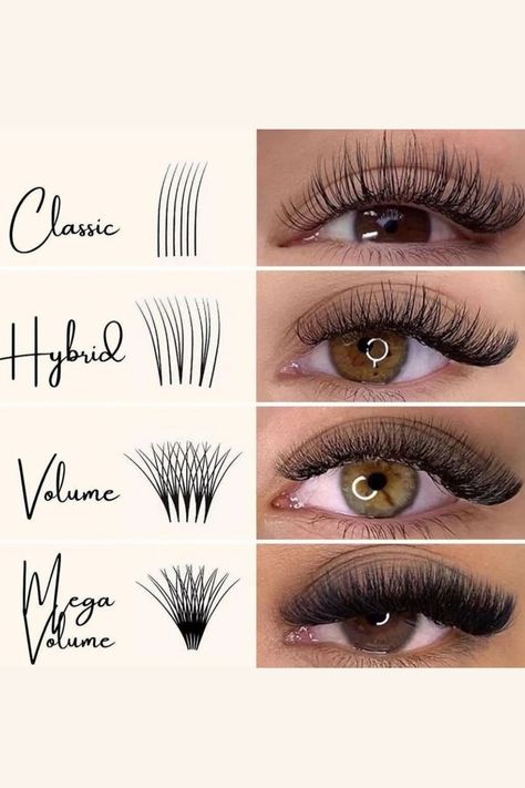 Type Of Lashes Extension, Lash Extensions Eye Shape, Different Types Of Lash Extensions, Lashes Types, Types Of Lashes, Extensions Lashes, Lashes Tutorial, Lashes Fake Eyelashes, Eyelash Technician