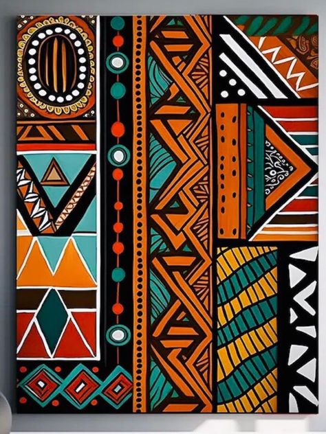 Africa Art Design Pattern, Africa Pattern, African Abstract Art, Pattern Design Ideas, Africa Art Design, Motifs Design, African Pattern Design, Modern Art Canvas Painting, Afrique Art