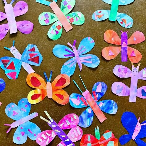 First Grade Butterfly Art, Eric Carle Butterfly, First Grade Art, Spring Preschool, Eric Carle, Spring Art, Hungry Caterpillar, Butterfly Art, Elementary Art