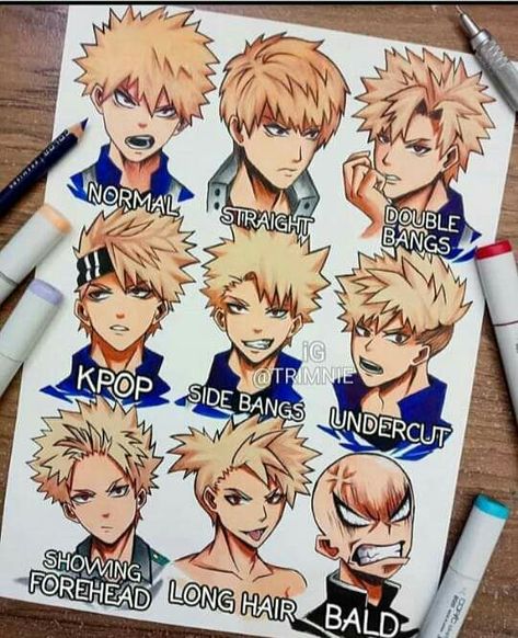 Bakugou Hairstyle, How To Draw Bakugou, Bakugou Hair, Bahasa Jepun, Mha Stuff, Logo Game, Bakugou Manga, Anime Boy Hair, Art Time