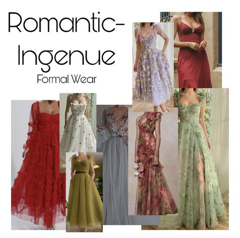 Romantic Inguene Essence, Ethereal Ingenue Romantic, Romantic And Ingenue Essence, Ingenue Theatrical Romantic, Ingenue Essence Hairstyle, Ingenue Essence Jewelry, Romantic Natural Essence Style, Ingenue Romantic Essence, True Romantic Kibbe Outfit