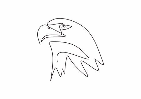 Continuous line drawing of eagle or falcon head. hawk vector illustration animal bird minimalism for tattoo, logo, and poster. simplicity style design. Stock Photo Drawing Of Eagle, Drawing Eagle, Bald Eagle Tattoos, Tattoo Logo, Draw Vector, Eagle Tattoos, Eagle Tattoo, Phoenix Bird, Continuous Line Drawing