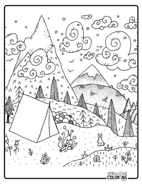 Free Campfire Coloring Pages - Simply Love Coloring Camping Coloring Pages Free Printable, Adventure Coloring Pages, Summer Camp Themes, Camping Coloring Pages, Summer Coloring, Colouring Printables, Printable Coloring Sheets, Fun Printables, Camping Theme