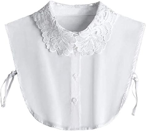 YAKEFJ Lady Half-Shirt Blouse Detachable Lace Chiffon Fake Collars Dicky Collar Faux Collar (03WHITE) at Amazon Women’s Clothing store Dickey Collar, Elegant Vest, False Collar, Fake Collar, Look Formal, Half Shirts, Bow Collar, Detachable Collar, Collars For Women